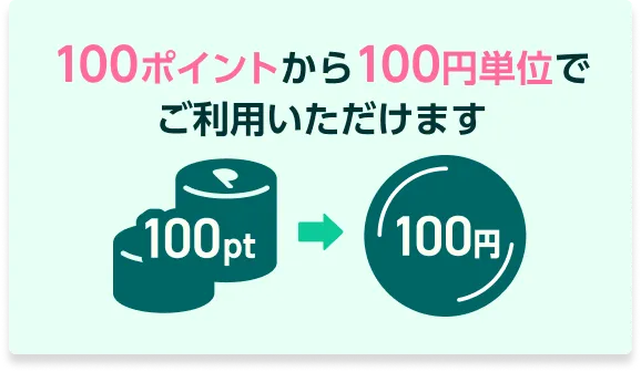 100ポイントから100円単位でご利用いただけます