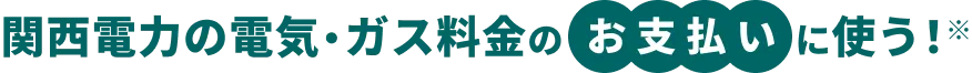 関西電力の電気・ガス料金のお支払いに使う!