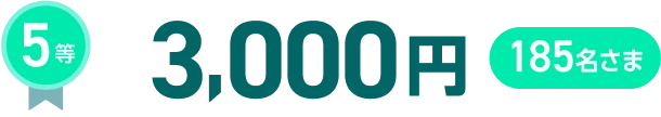 5等3,000円185名さま
