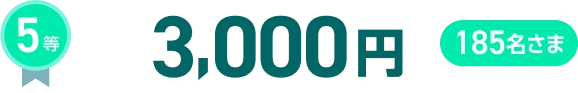 5等3,000円185名さま
