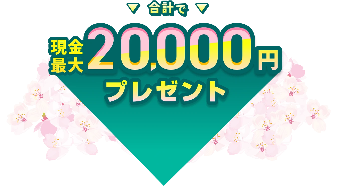 合計で現金最大20,000円プレゼント