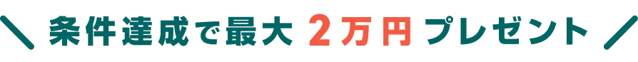 条件達成で最大2万円プレゼント